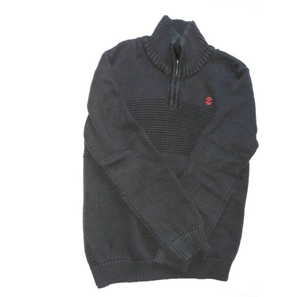 IZOD Boy's Black Red Sweater Sz Sm 6/7 Pullover 1/4 Zip Collar - Picture 1 of 2